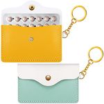 Birth Control Pill Packet, 2 Pack Birth Control Pill Case PU Leather Wallet Pill Holder 4.33 x 3 Inch Birth Control Pill Sleeve Pouch with Key Ring for Pill Card Organizer (Yellow, Green)