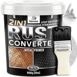 Rust Converter for Metal 2 in 1 Rust Converter Metal Primer 35 oz Black Rust Reformer for Metal, Trailer, Truck Frame, Car Chassis, Rust Encapsulator Inhibitor Heat Resistance Rust Paint for Metal