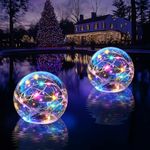 Ciavca Floating Pool Lights 2PCS, Solar Pool Lights That Float Glow in The Dark, 3.9 inch Floating LED Pool Lights Waterproof Gifts for Pool Pond Spa Patio Party Christmas Decorations