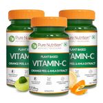 Pure Nutrition Plant-Based Vitamin C, 180 Veg Tabs with Amla & Orange Peel Extract | Boosts Immunity & Skin Glow | Natural Antioxidant| Supports Collagen Formation & Fights Free Radicals for Healthy Skin