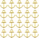 JCBIZ 20Pcs Gold Anchor Charms Pendant Craft Supplies for Jewelry Making Tibetan Accessories Bronze Antique Charms for Bracelets Necklace