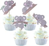 SYKYCTCY 24 Pack Koala Cupcake Toppers Glitter Wild Animal Cupcake Picks Koala Birthday Cupcake Decorations Baby Shower Birthday Theme Party Cake Decorations