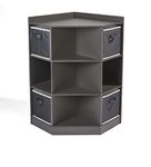 Badger Basket Corner Cubby Toy Storage Unit for Kids with 4 Removable Baskets - Charcoal