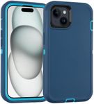 for iPhone 15 Case, droperprote 3-Layers Case for iPhone 15, Heavy Duty Drop-Proof Shockproof Case with Front Hard Cover Frame, Compatible with iPhone 15 6.1-inch, CyanGreen