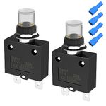 Joinfworld 2Pcs Thermal Circuit Breaker 20 Amp Manual Reset Push Button Overload Protector Switch with Waterproof Cover 125V/250V AC 12V/50V DC for Generator Marine RV Household Appliances