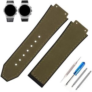 MMBAY Big Bang Rubber Frosted 25mm Silicone Watch Bands Compatible Fit for Hublot 19mm*25mm*22mm Big Bang Replacement Watch Strap Wirstband(without metal buckle) For Men and Women(Army Green)