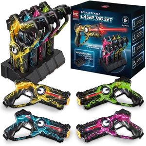 Best Choice Products Set of 4 Laser Tag Blasters, Rechargeable Infrared Lazer Tag Set & Docking Station, No Vests Needed - Yellow/Green/Teal/Pink