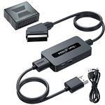 Scart to HDMI Converter with Scart Female to Female Adapter + Scart and HDMI Cables, Supports 4 : 3 and 16 : 9 HDMI Output Switch for N64/Wii/PS2/Xbox/Sky/DVD/STB, Scart In HDMI Out Converter