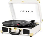 Victrola Vintage 3-Speed Bluetooth Suitcase Turntable with Speakers, White