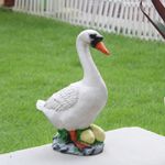 Wonderland Duck With Eggs Statue| Material Resin| Height 10 Inches | For Garden & Home Decor, Balcony Decoration, Kids Room, Gifting, White