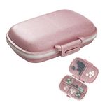 1Pack Travel Pill Organizer, 8 Compartments Portable Pill Case, Small Pill Box for Pocket Purse Portable Medicine Vitamin Container Pink