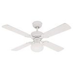 Westinghouse Ceiling Fans 72185 Vegas 105 cm White Indoor Ceiling Fan, Light Kit with Opal Frosted Glass