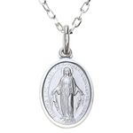 Alexander Castle 925 Sterling Silver Miraculous Medal Catholic Necklace - 14mm x 10mm Miraculous Medal with 18" Silver Chain & Jewellery Gift Box