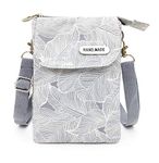 Roomy Cell Phone Purse Wallet Canvas Small Crossbody Purse Bags with Shoulder Strap For Women teen girls (A-gray)