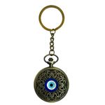 AUGEN Premium Pocket Watch Metal Keychain EvilEye-2 Retro Vintage for Gifting With Key Ring Anti-Rust (Pack Of 1)