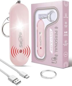 Personal Safety Alarm for Women - Waterproof Rechargeable Security Alarm - 140dB Extra Loud Siren with SOS Strobe Light - Self Defense Keychain for Women Girls Teens Seniors(Pink)
