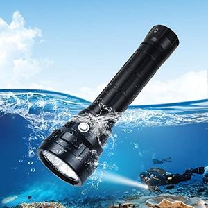 Linterna de Buceo Wurkkos DL40, Linterna de buceo con 5000 lúmenes. Resistencia al agua IPX8, 4 x Samsung LH351D(5000K) 90 Cri LEDs, Linterna de submarinismo con 2 x 26650 baterías y cargador