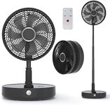 Primevolve 12 inch Oscillating Fan with Remote, Battery Operated Fan Adjustable Height, USB Rechargeable- 8 Speeds, 9H Timer Setting for Bedroom Home Office Outdoor Camping Tent Travel