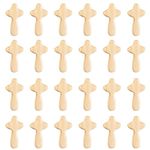 24 Pieces Small Wood Crosses, 2.36in Portable Prayer Pocket Holding Crosses, Natural Wooden Crosses Pendants for Party Favors Necklace Jewelry Making DIY Craft Handmade (burlywood)