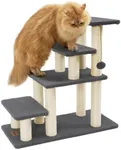 Pawque Dog Stairs & Cat Scratching Post Pet Steps for High Bed Couch, High-Strength Boards Hold up to 150 lbs for Indoor Small Cats Kittens Dogs Climbing Playing, 4 Combination Options, 4 Steps-Grey
