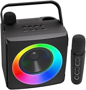 Lyiazsoy Karaoke Machine with 2 Wireless Microphones, Bluetooth Karaoke Speaker with Party Lights, PA System for Adults & Kids, Gifts for Birthday Parties Wedding Meeting