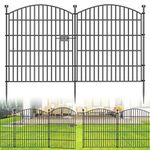 10 Panels Decorative Garden Fence with Gate - 81.3 cm (H) x 7.2 m (L) No Dig Dog Fence Outdoor for Yard, Rustproof Tall Garden Fencecing Panels, Animal Barrier Suitable for Yard Border, Patio