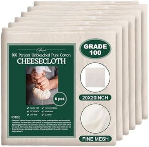 Paoeyrb 6Pcs 20x20Inch Cheese Cloth, 100Percent Organic Unbleached Pure Cotton Muslin Cloth, Reusable Cheesecloth, Premium Cheesecloth for Straining, Cooking, Bread, Butter