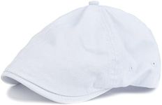 VOBOOM Cotton Washing Flat Cap Cabbie Hat Gatsby Ivy Irish Hunting Newsboy (White)