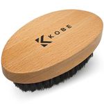 Kobe Palm Men's Military Style Boar Bristle Hair Brush/Beard Brush - Hand Sized Beard Brush for Men - Perfect for Beard Care - Works Well With Beard Oils (Beech)