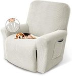 KEKUOU Recliner Chair Covers Lazy Boy Recliner Covers Stretch Couch Cover Slipcovers 1 Piece Furniture Protector with Elastic Bottom for Dog,Kids.(Recliner, Beige)