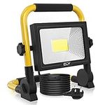 CLV 35W LED Work Light 3000LM, Job Site Lights, Plug in Folding Flood Light, Portable Stand Work Lights Floodlight for Car Repairing Home Workshop Garage, 6500K Cold White 3.5M Wire with Plug