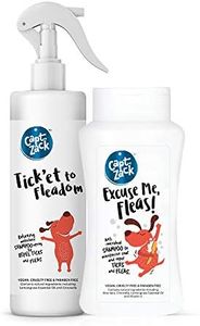 Captain Zack Combo|Tick’et to Fleadom Dry Shampoo-250ml Cleanser for Dogs,Repels Ticks & Fleas+Excuse Me Fleas Dog Shampoo-200ml Protects Against Fleas,Ticks & Maintains Overall Skin Health|Pack of 2