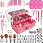 Boyun Cake Decorating Tools Supplies Kit: 236pcs Baking Accessories with Storage Case - Piping Bags and Icing Tips Set - Cupcake Cookie Frosting Fondant Bakery Set Beginners or Professional (Pink)