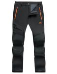 TACVASEN Winter Trousers - Men's Softshell Waterproof Thermal Fleece Hiking Pants, Thick - Black, 34
