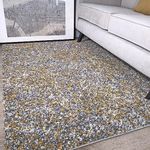 Murano Mottled Speckled Mixed Tonal Design Ochre Yellow Mustard Gold and Cream Grey Rug