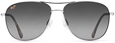 Maui Jim Unisex Adults Polarised Aviator Sunglasses, Silver / Neutral Grey, 59mm US