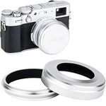 JJC Mark V Metal Lens Hood with 49mm Filter Adapter Ring for Fujifilm Fuji X100V X100F X100T X100S X100 X70 Replace Fujifilm LH-X100 Lens Hood & AR-X100 Adapter Ring, Fits X100V Lens Cap/Silver