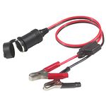 Car Cigarette Lighter Alligator Clips Extension Cable - 2ft / 0.6m Clip-on Plug Socket Outlet Dustproof Waterproof Safety Adapter 12V/24V Extension Cord with Fuse Holder Power for Car Battery Charging