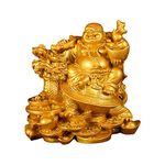 Fengshui Buddha Maitreya Statue for Lucky & Happiness God Attracting Wealth,Laughing Buddha on Dragon Turtle, Buddhist Statues and Sculptures Home Office Desk Decor (Small)