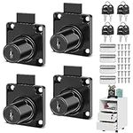 Desk Drawer Locks, 4 Pcs Cam Cupboard Locks, Cylinder Cupboard Drawer Lock for Door, Cabinet, Mailbox, Drawer, Cupboard, Household, Office (Black)