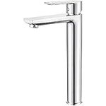 Ibergrif M11102 Bathroom Tall Basin Tap, Countertop Mixer Sink Tap, Single Handle Vessel Sink Tap for Bowl, High Spout 253MM Faucet with Hot&Cold Hoses, Brass