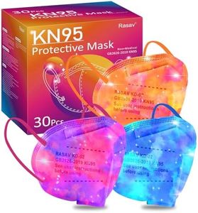 Rasav KN95 Face Masks, 30 Pack Comfortable 5 Layer Cup Dust Safety Mask, Muti-colored Design KN95 Mask with Elastic Ear Loops for Women, Men