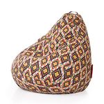 Style Homez Classic Cotton Canvas Geometric Printed Bean Bag XXXL Size Filled with Beans Fillers