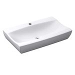 Durovin Bathrooms Ceramic Bathroom Basin - Countertop Wall Hung Sink with No Overflow - Shallow Fill Style with Single Tap Hole - Slim Rectangular (485 x 320 x 105mm)