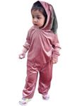 ROYLAMP Baby Halloween Bunny Suit Velvet 2 Piece Long Sleeve Rabbit Hoodies Tops and Pant Set Casual Tracksuit Pink 5-6 Years