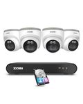 ZOSI 8CH 5MP PoE CCTV Camera System, 2.5K 8 Channel H.265+ PoE NVR and 4X 4MP Outdoor PoE Security Cameras, Human Detection, Remote Access, Built-in 2TB HDD, 24/7 Recording