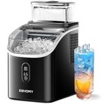 EUHOMY Ice Cube Maker Machine Countertop with External Water Tank, 34Lbs, 16Pcs Ready in 13 Mins, 2 Ways to Add Water, Auto-Cleaning, with Ice Scoop & Basket, for Home/Kitchen/Office/Bar (Black)
