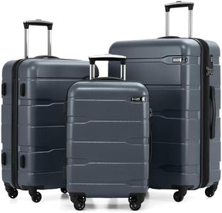 Coolife Luggage Expandable 3 Piece Sets PC+ABS Spinner Suitcase 20 inch 24 inch 28 inch (Teal., 3 piece set)