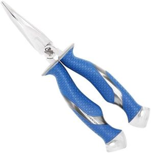 Cuda 8.5-Inch Titanium Bonded Bent Needle Nose Pliers, Blue