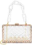 Clear Purse Acrylic Box, Women Evening Clutch Bag, Transparent Stadium Approved Crossbody Shoulder Handle Handbag Fits Party, School Prom & Concerts